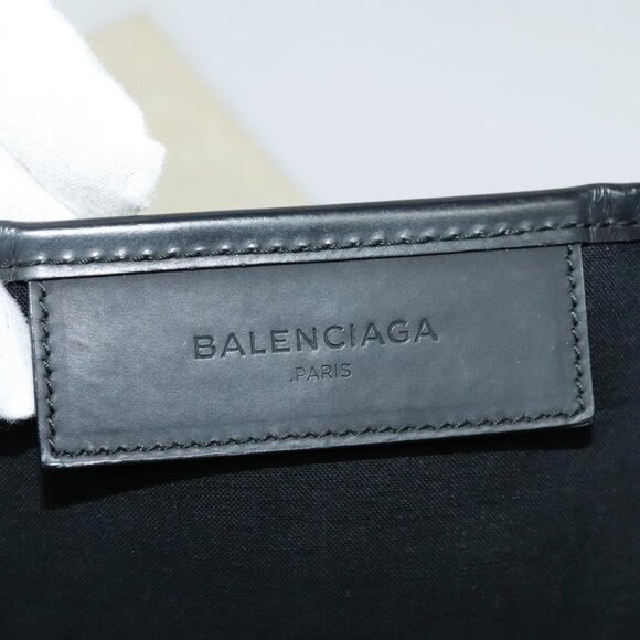 BALENCIAGA Navy Kabas Hand Bag Canvas Ivory Silver - Picture 8 of 16